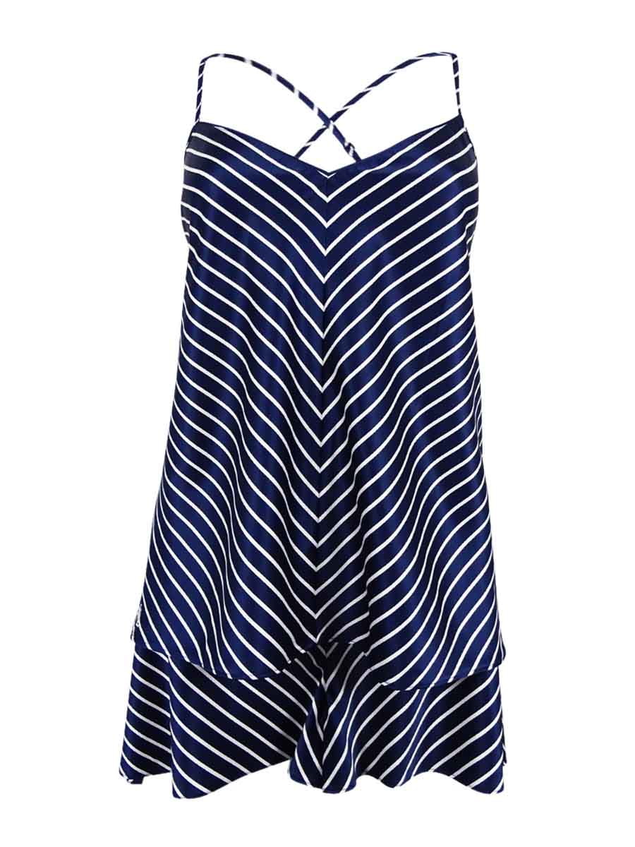 Stripe (XL, Lauren Lauren Navy/White) Women's Satin Camisole Ralph Sleepwear