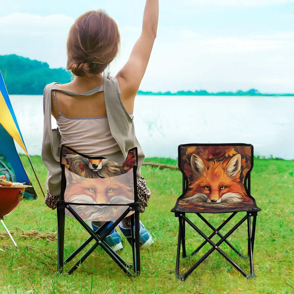 Folding with Outdoor Leaves Autumn Portable Chair Chair Carry Fox with Beach Chair 220LBS Support Chair to Bag Fishing Lawn Camping