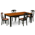 Set Chairs, Solid Dining Black Furniture QUKE5-BCH-LC Table 4 West Piece East Cherry - - & with 5