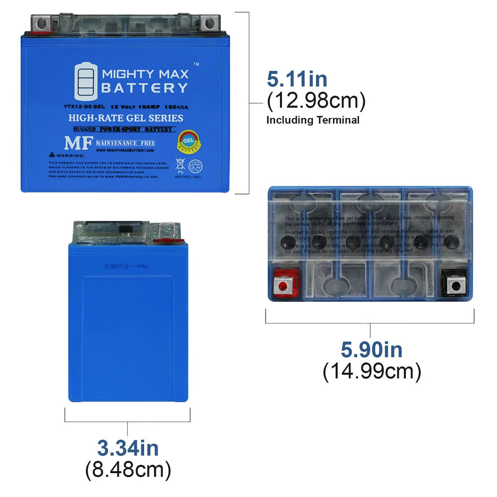 GSX-R1000 12V Battery for 10AH Charger GEL + YTX12-BS 2Amp 12V Suzuki