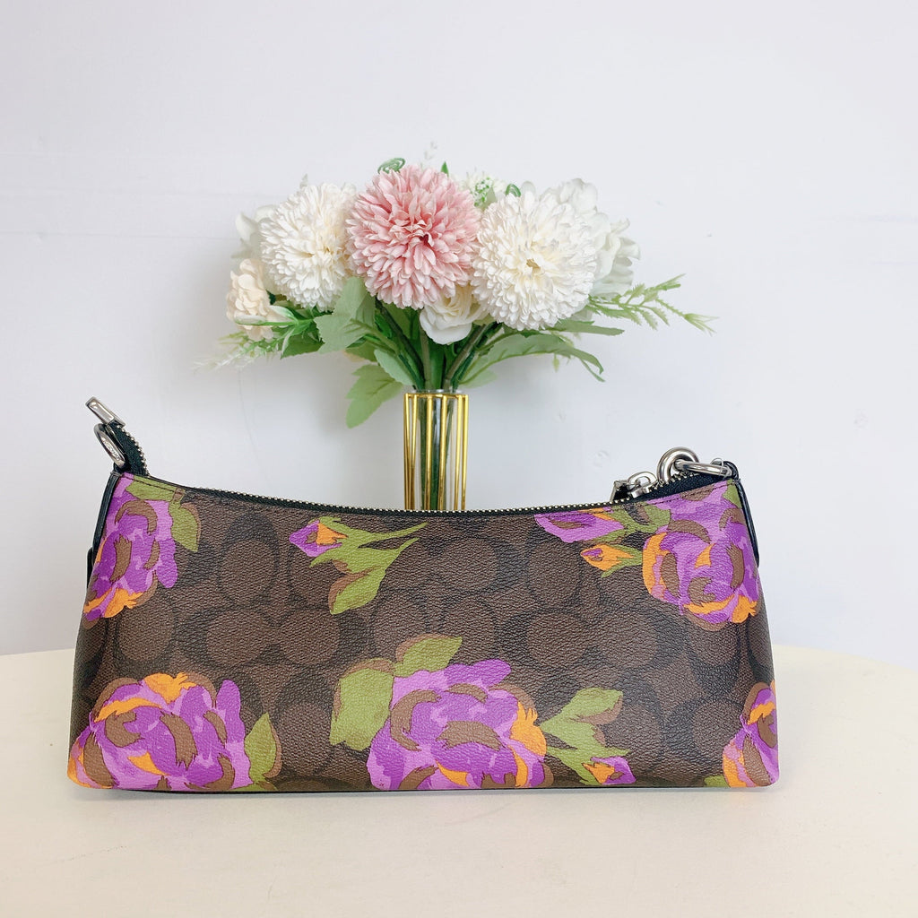 Print Coach Bag CL406 IN Brown Rose Charlotte Multi In With Signature Canvas Shoulder Iris