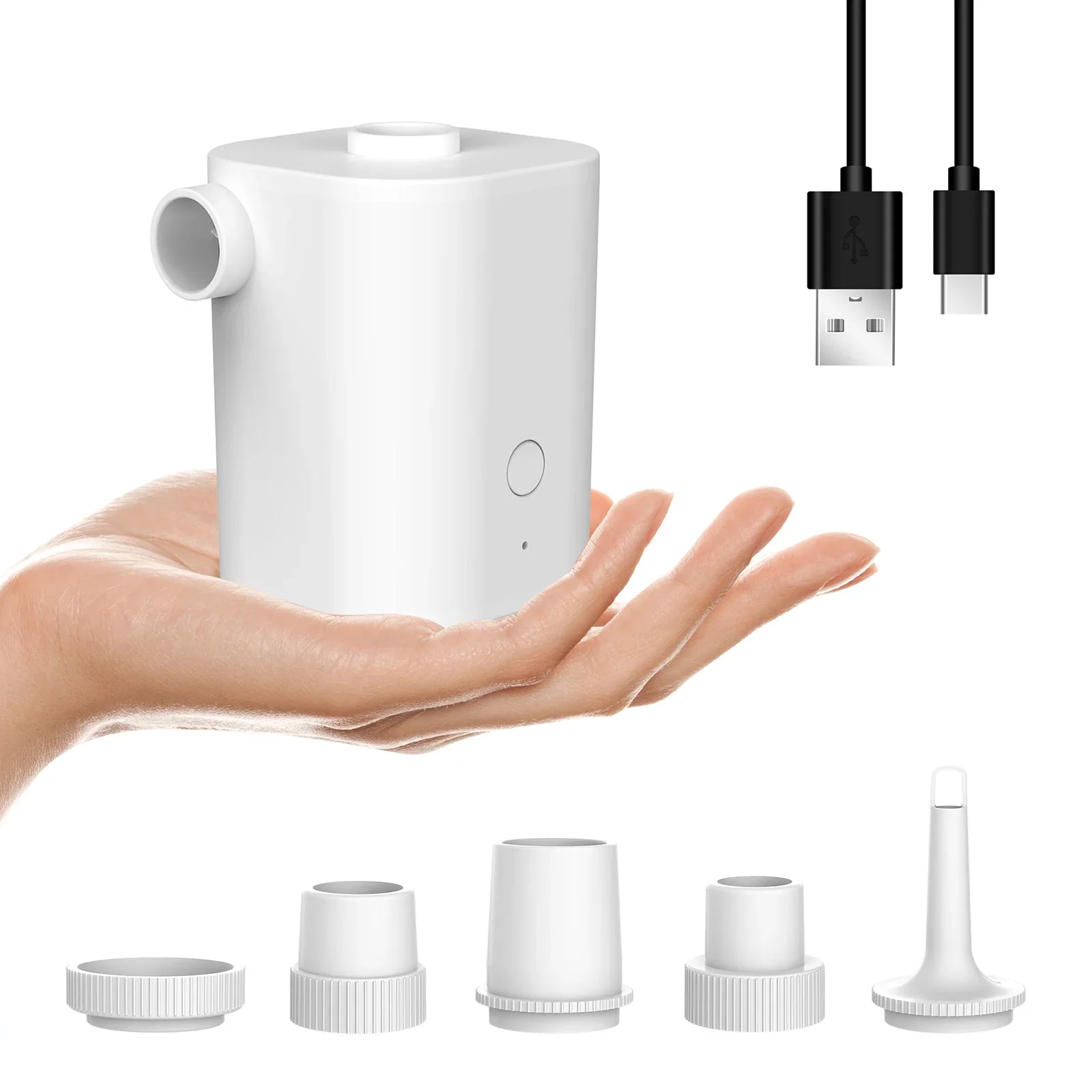 Pool Battery with Swimming Nozzles 5 Air Pumps Air with Pump Deflator for Air Mattress Inflatables Ring Quick Air Bed Pump Electric USB Inflator Toy 2500mAh