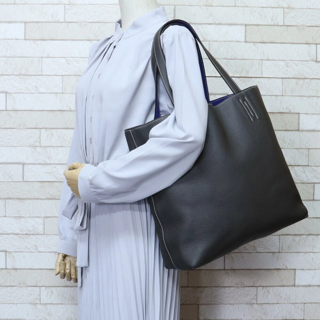 Tote Hermes Clemence Etain Double Sense Pre-Owned Women's Bag HERMES (Good) Taurillon