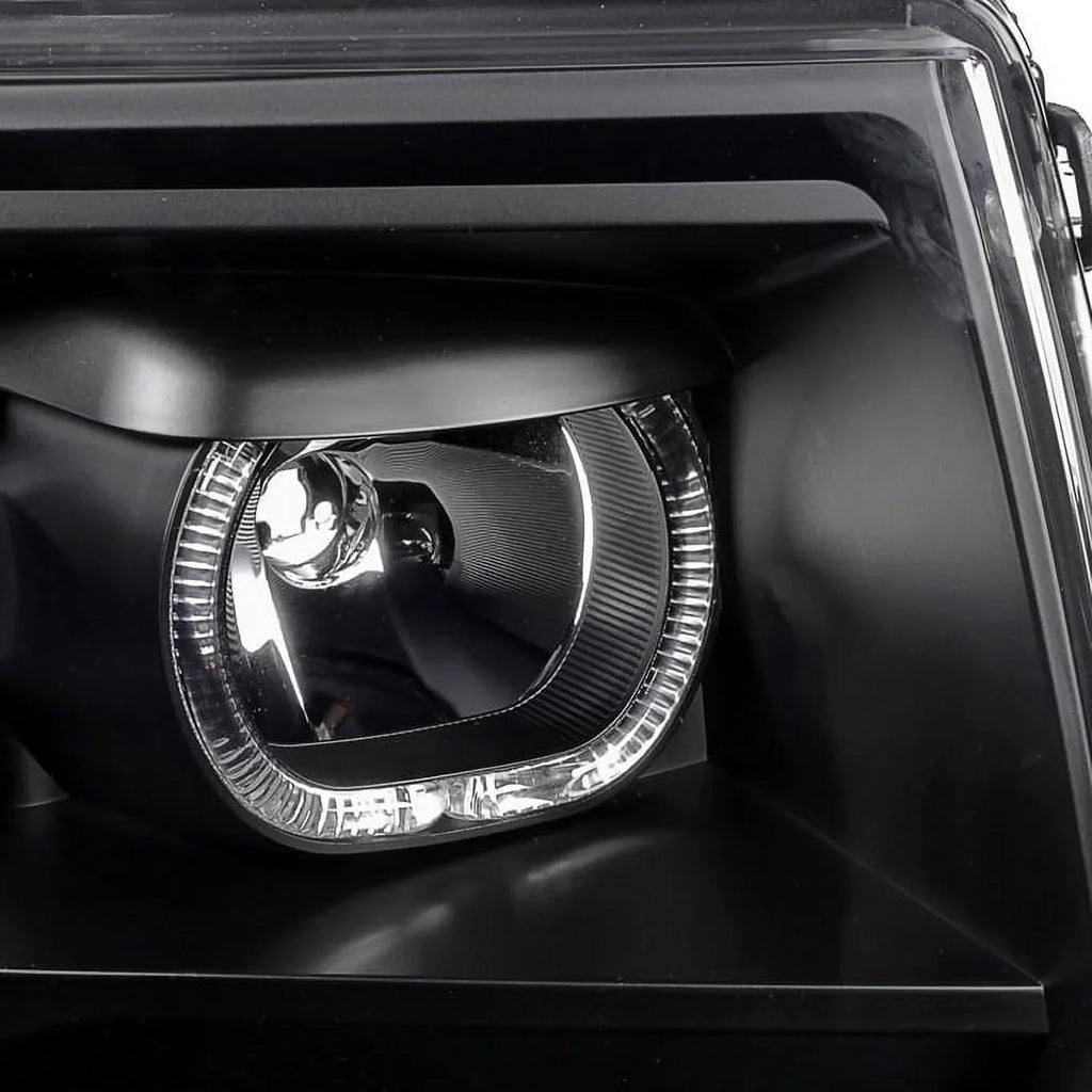 Black Ring] light Truck LED Pickup LED F-150 Headlights Set Halo - 09-14 AKKON Tail + Projector For F150 [Dual