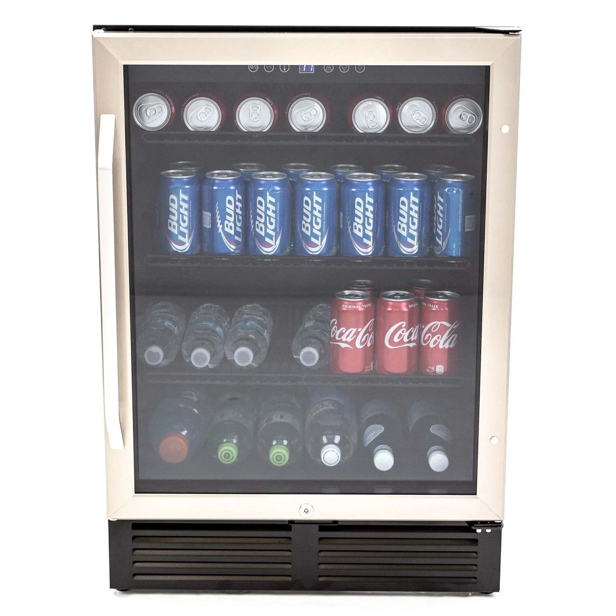 Stainless 130 Can Center, Beverage (BCA516SS) in with Black Cabinet Steel Avanti Capacity,