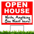 '- OPEN Printed Stake Ground HOUSE 24" with included sign UV Front 18" & x Metal - Corrugated - Sign Plastic - Yard Ink Back -
