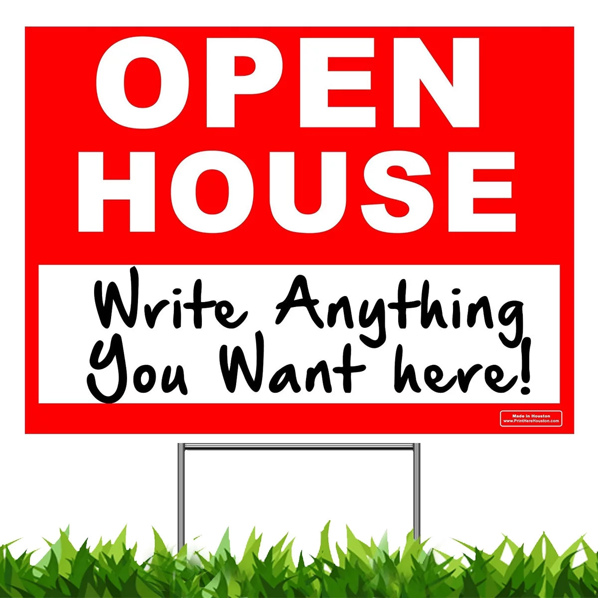 '- OPEN Printed Stake Ground HOUSE 24" with included sign UV Front 18" & x Metal - Corrugated - Sign Plastic - Yard Ink Back -