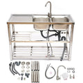 Table+360° Faucet+2 Prep Loyalheartdy Commercial Utility Drainboard Sink Steel Sink Catering Compartment 2 Kitchen Stainless Basin