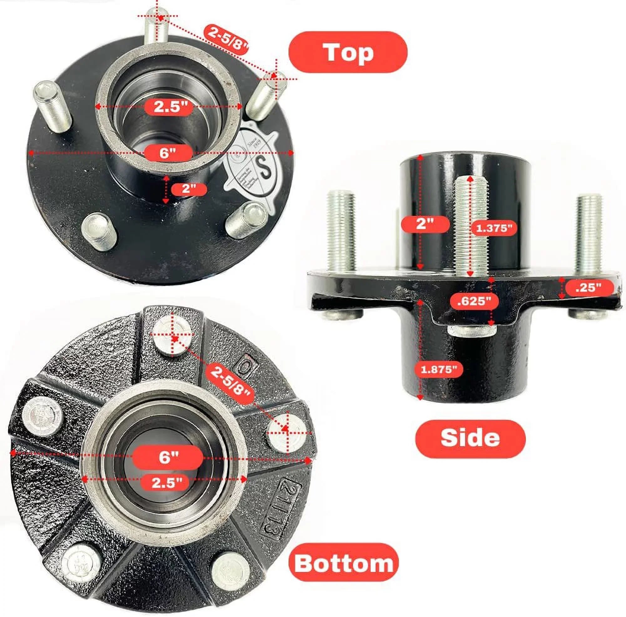 SOUTHWEST Axles 5-Hole, Trailer WHEEL (BT8 Idler for Spindle 2,000 1" Hub Bolt lb. Spindle) Circle 4.5"
