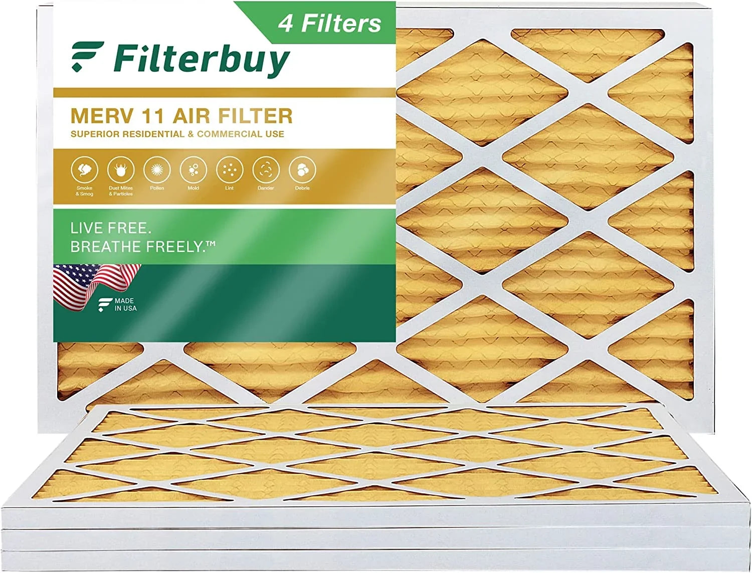 Pleated AC Air HVAC (4-Pack) MERV 11 Furnace 20x30x1 Filterbuy Filters