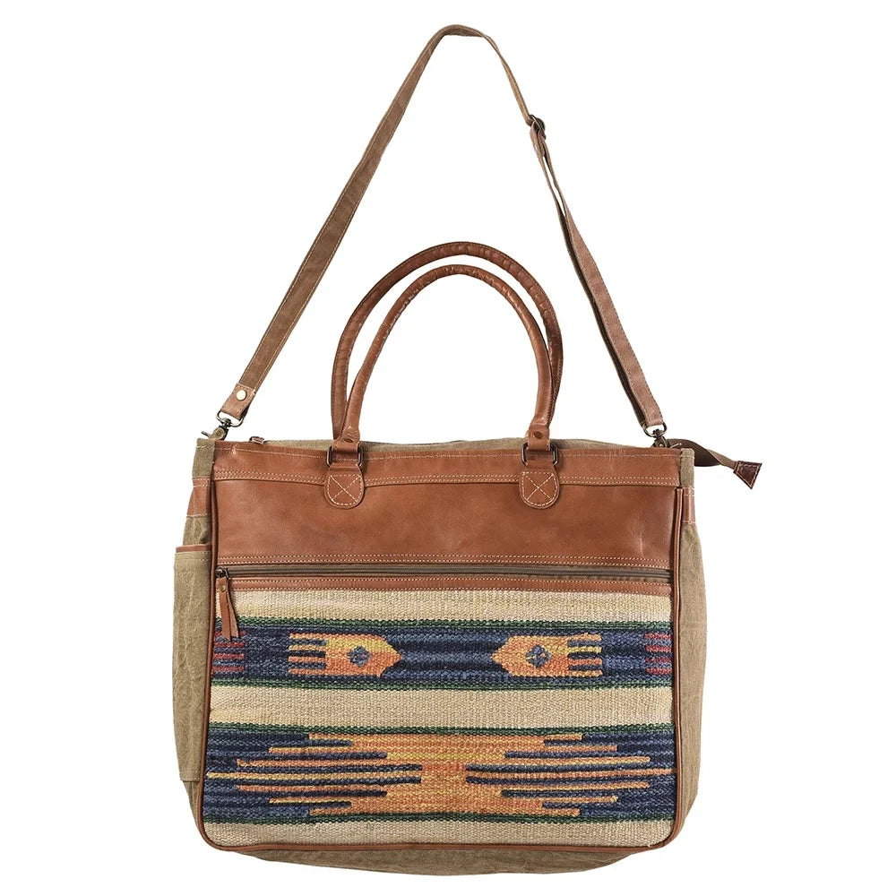 bag Canvas purse Upcycled Leather women Genuine OHLAY handbag Wool KB KB325 Upcycled western TOTE