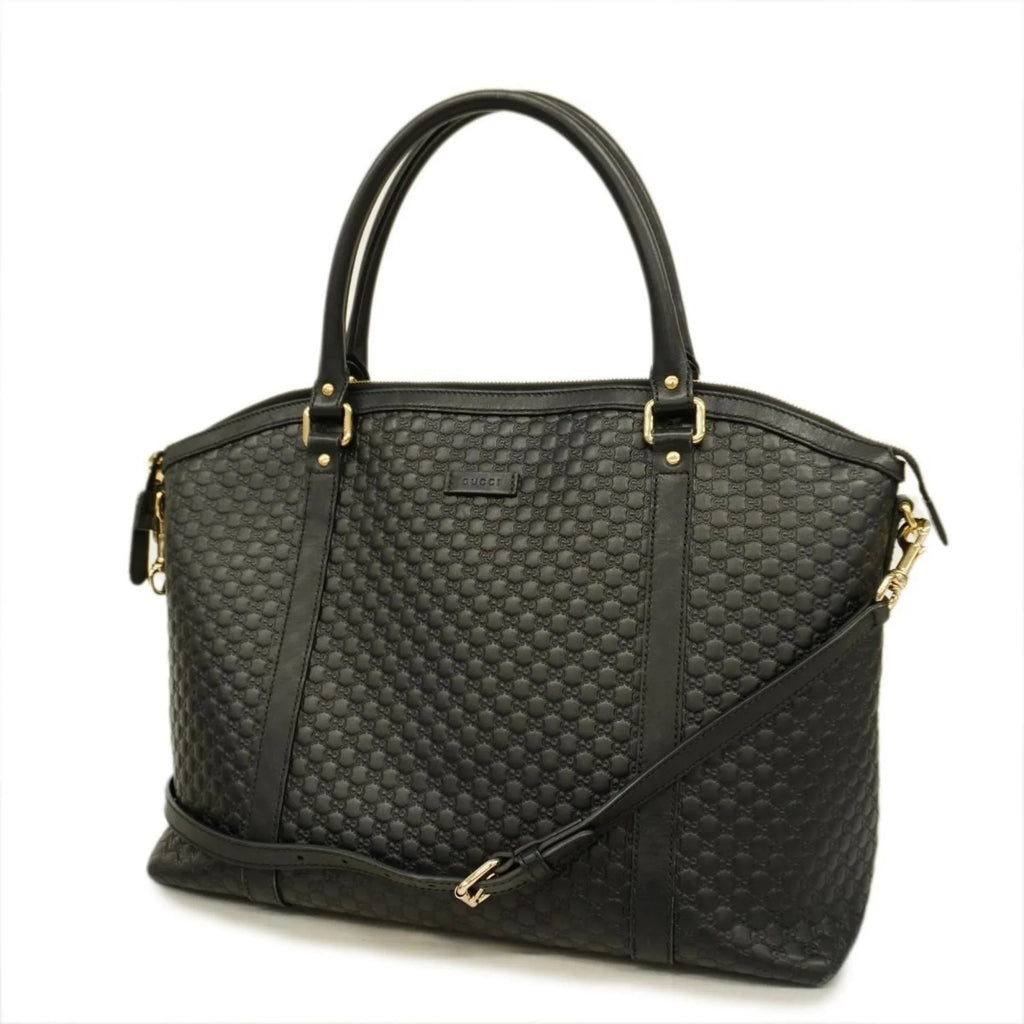 Gold Women's Gucci Black Pre-Owned Micro Hardware Leather Handbag Guccisima 449658 (Good)