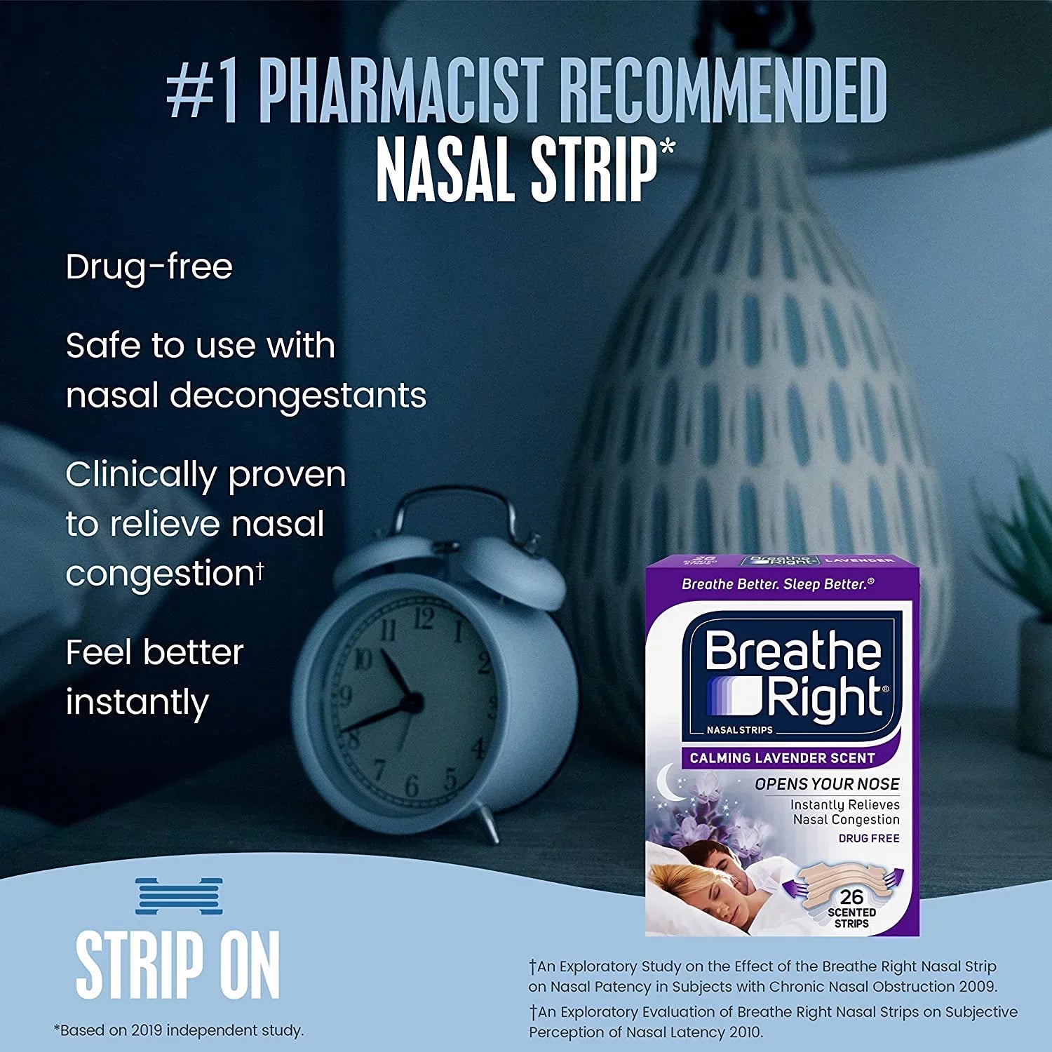 Nasal 26 Drug 5 Free Right Scented Lavender Strips, Each Pack Breathe Congestion