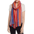 Echo Fringe Striped Rectangle Wool Womens Scarf