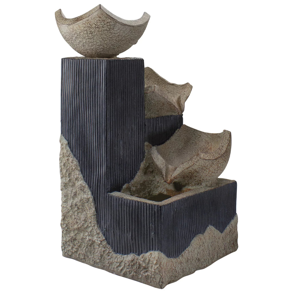 Northlight Lighted LED 21" Bowl Cascading Fountain Outdoor Water 3-Tier