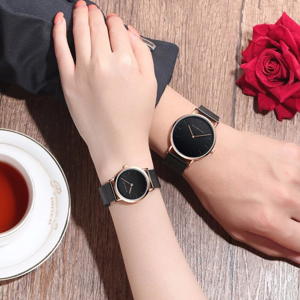 Top Lover Woman Dress Luxury Brand thin Rose Elegant Waterproof Men Watches Watch Ladies Quartz CHENXI Watch Fashion Ultra gold