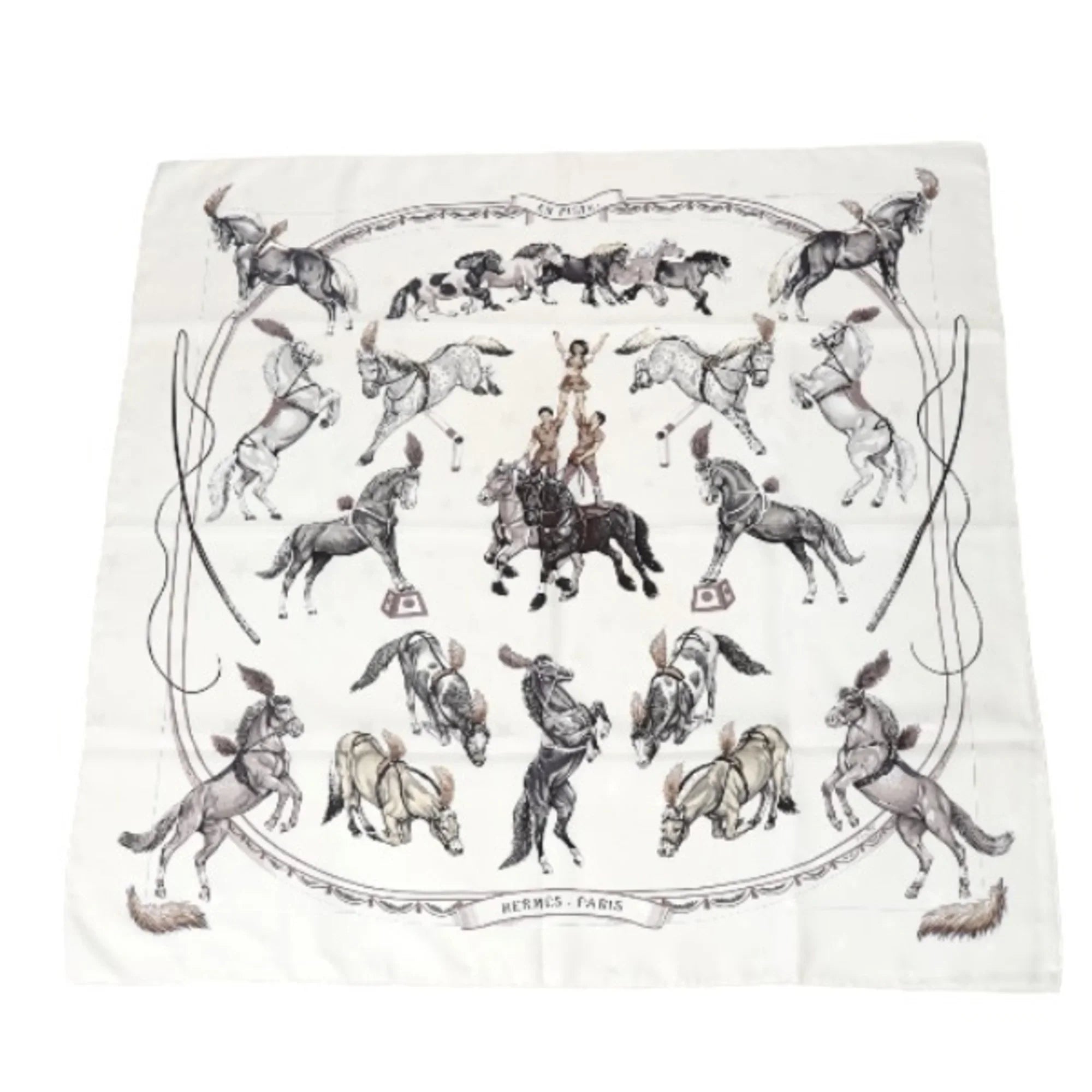 White (Good) Silk Hermes Pre-Owned Scarf Carre90 HERMES 100%