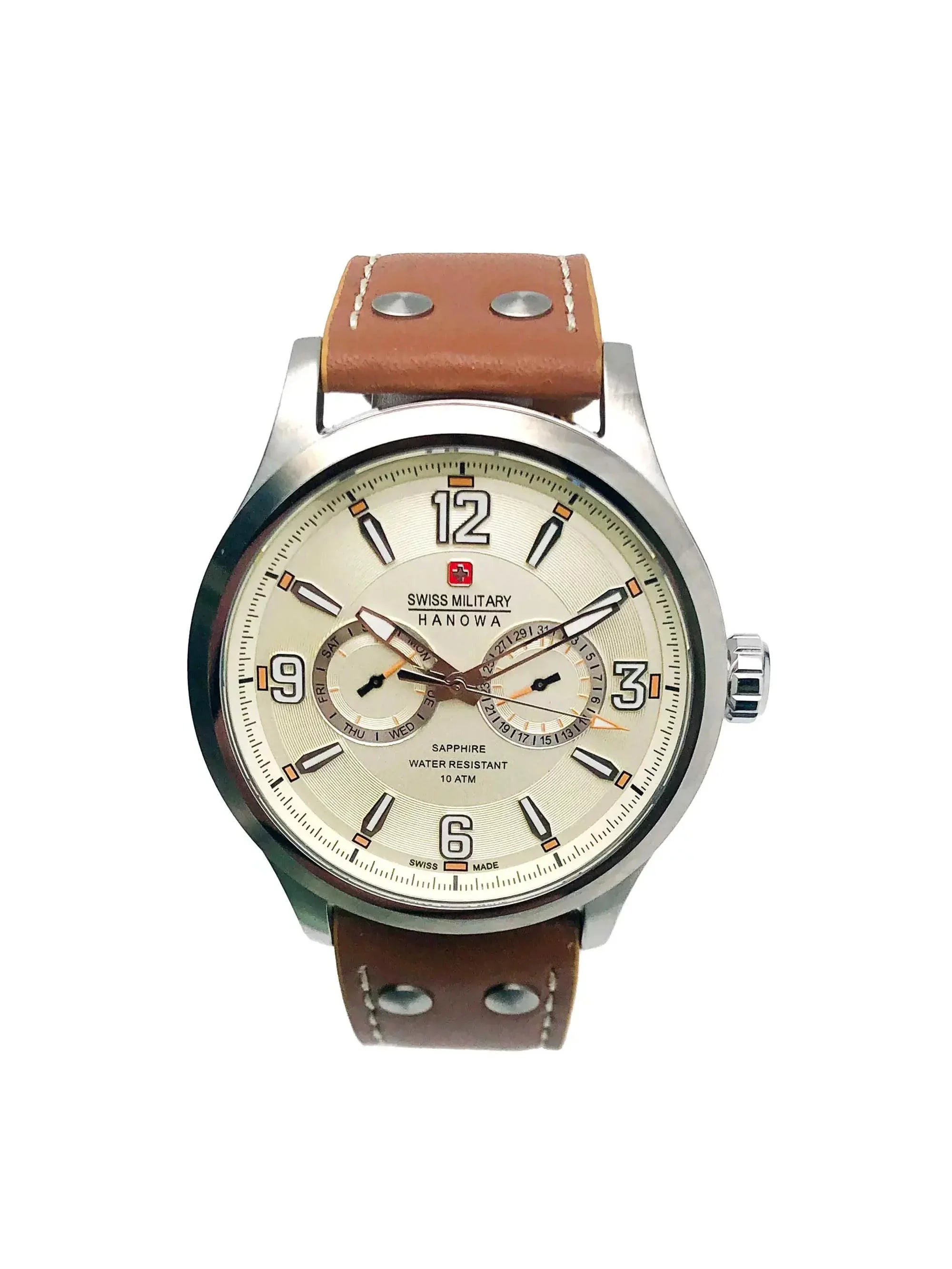 Watch Beige 06-4307.04.002 StainlessSteel Military Mens Dial Quartz Hanowa Swiss