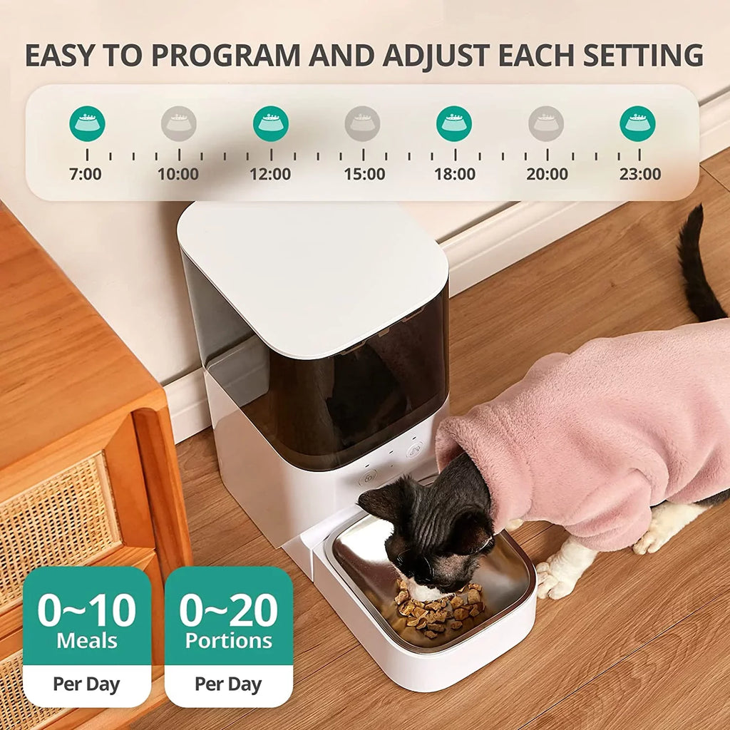 Cat Lid, Automatic with APP Lock Feeder Steel Timed Dispenser Voice & Stainless Food with Dog boqii Control, Cat Recorder Feeder, 30S