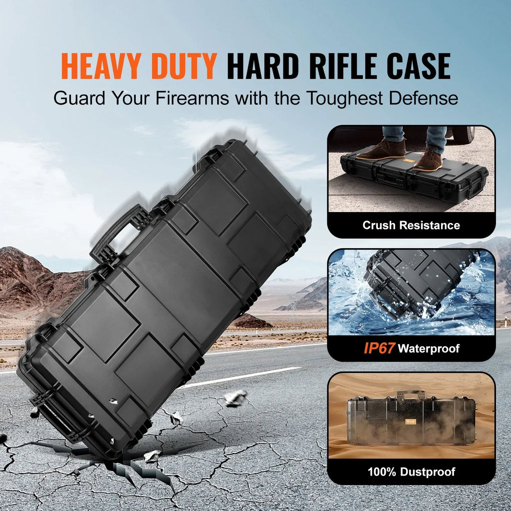 3 Foams, & Two Layers Rifle IP67 Case, inch Hard 42 Case Wheels, lockable for Shotguns, SKYSHALO Gun Gun with Fully-protective Case Hard or Rifle Airsoft with Rifles Waterproof Crushproof,