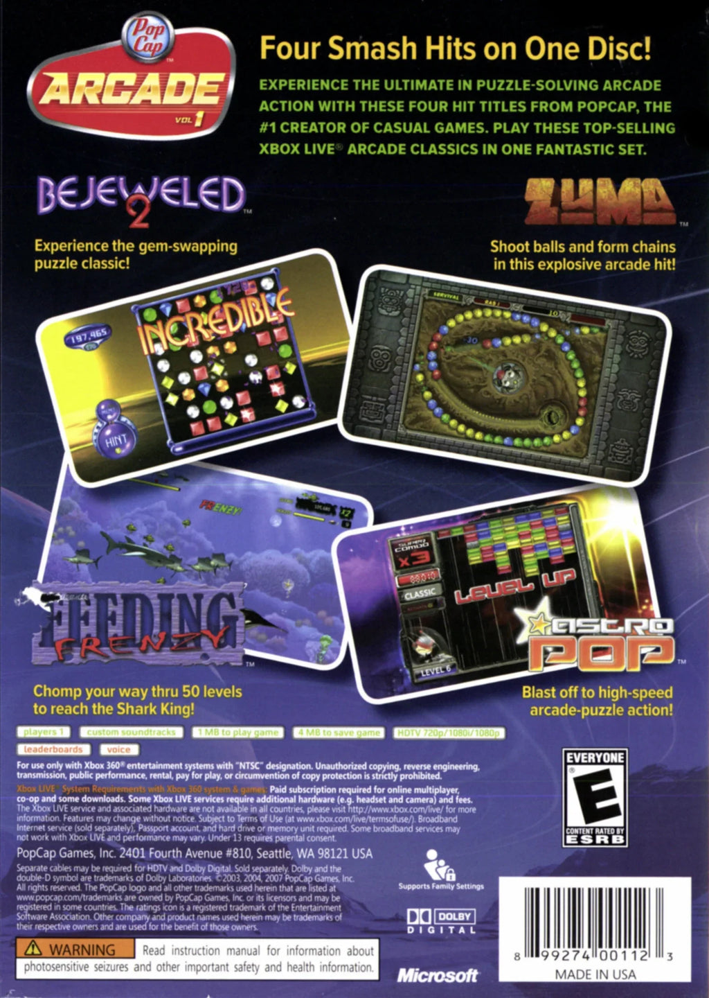 360 Volume Xbox PopCap Arcade 1 -