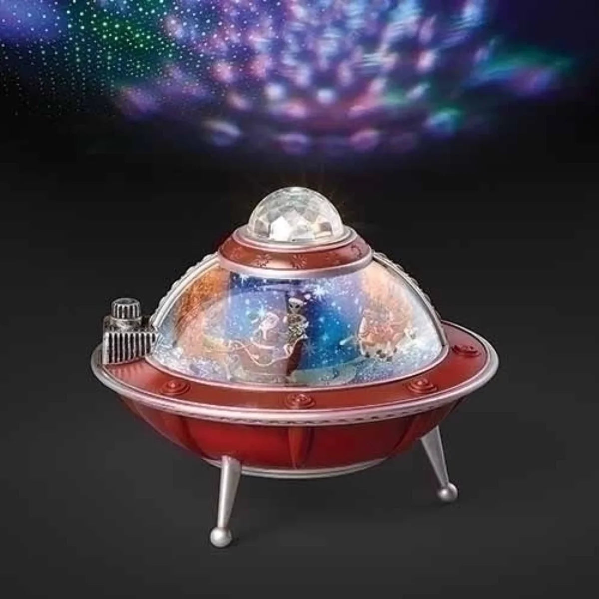 Christmas LED Roman Musical Decoration Ship UFO 10.5" Tabletop Lighted