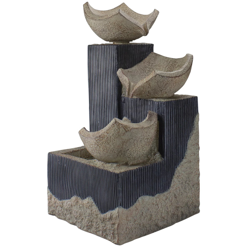 Northlight Lighted LED 21" Bowl Cascading Fountain Outdoor Water 3-Tier