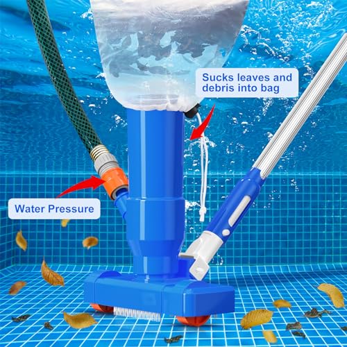 with Portable Section Cleaner Kit, Tub of Pool Pool Ground Above Hot Handheld Vacuum Poles Jet Upgraded Swimming Fountains Vacuum Skimmer Cleaner Pool Pool Pool Pond for Net, Spa 4 60" Cleaner