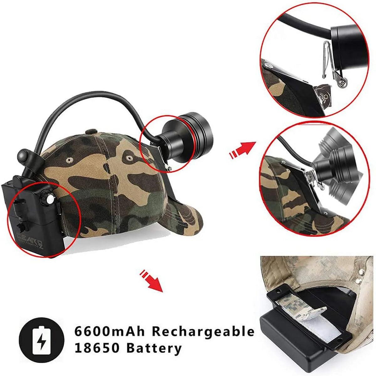 Headlamp Waterproof Fishing Powerful for Perfectly Coyotes Camping Head Predators Working Hog 6 With Modes Night Lighting for Hiking Rechargeable Hunting 4 LEDs & Lights