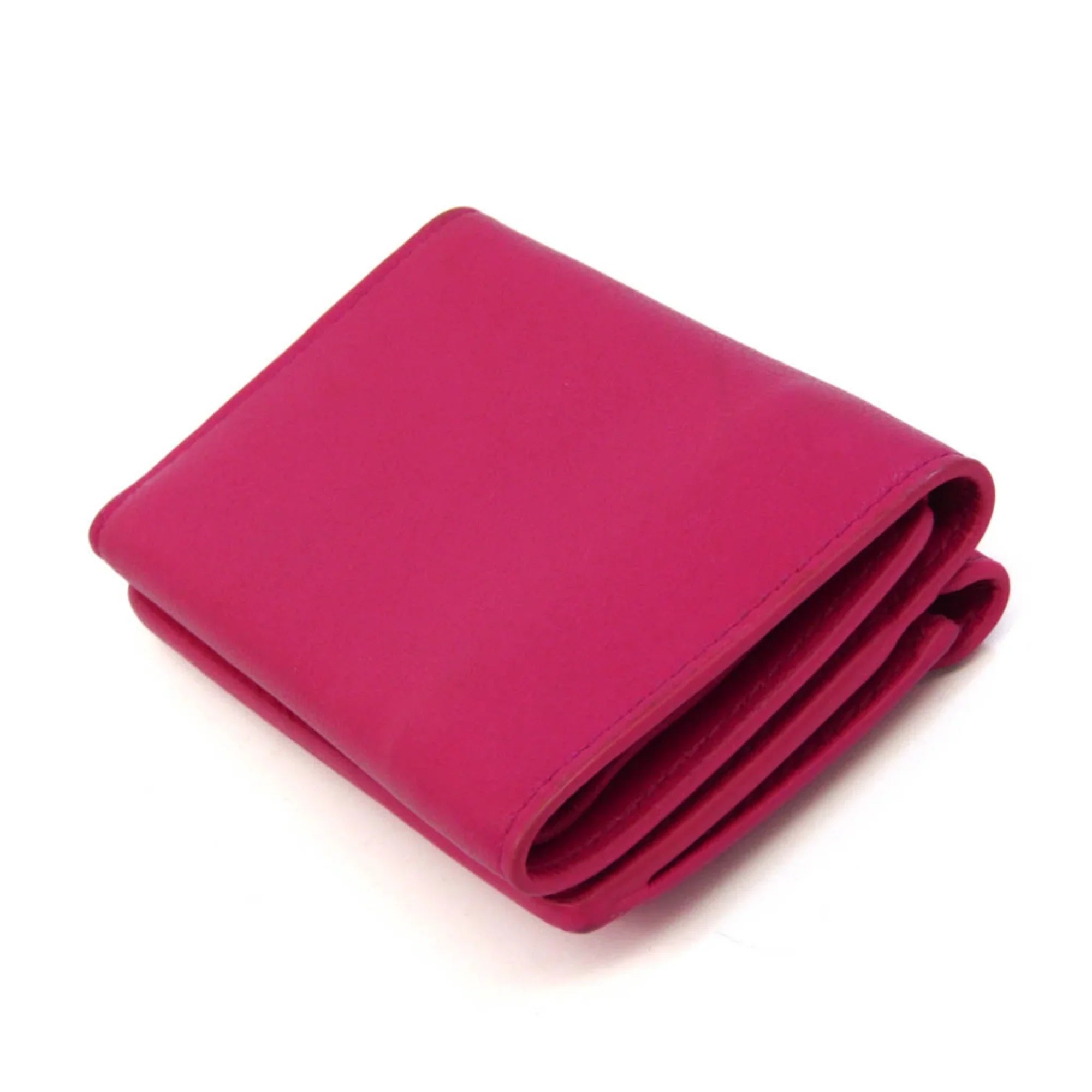 Pre-Owned Mini 391446 Paper Wallet Pink Women's (tri-fold) Balenciaga Wallet (Good) Leather
