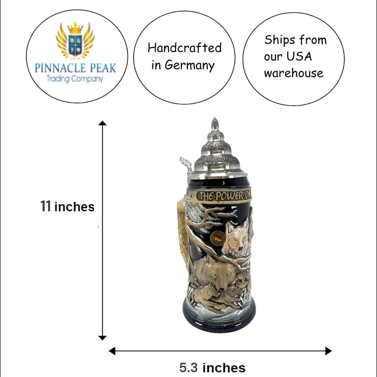 Beer .75 of Wolf Peak Pack Liter Pinnacle in Snow the Trading Wolves the Power German Stein