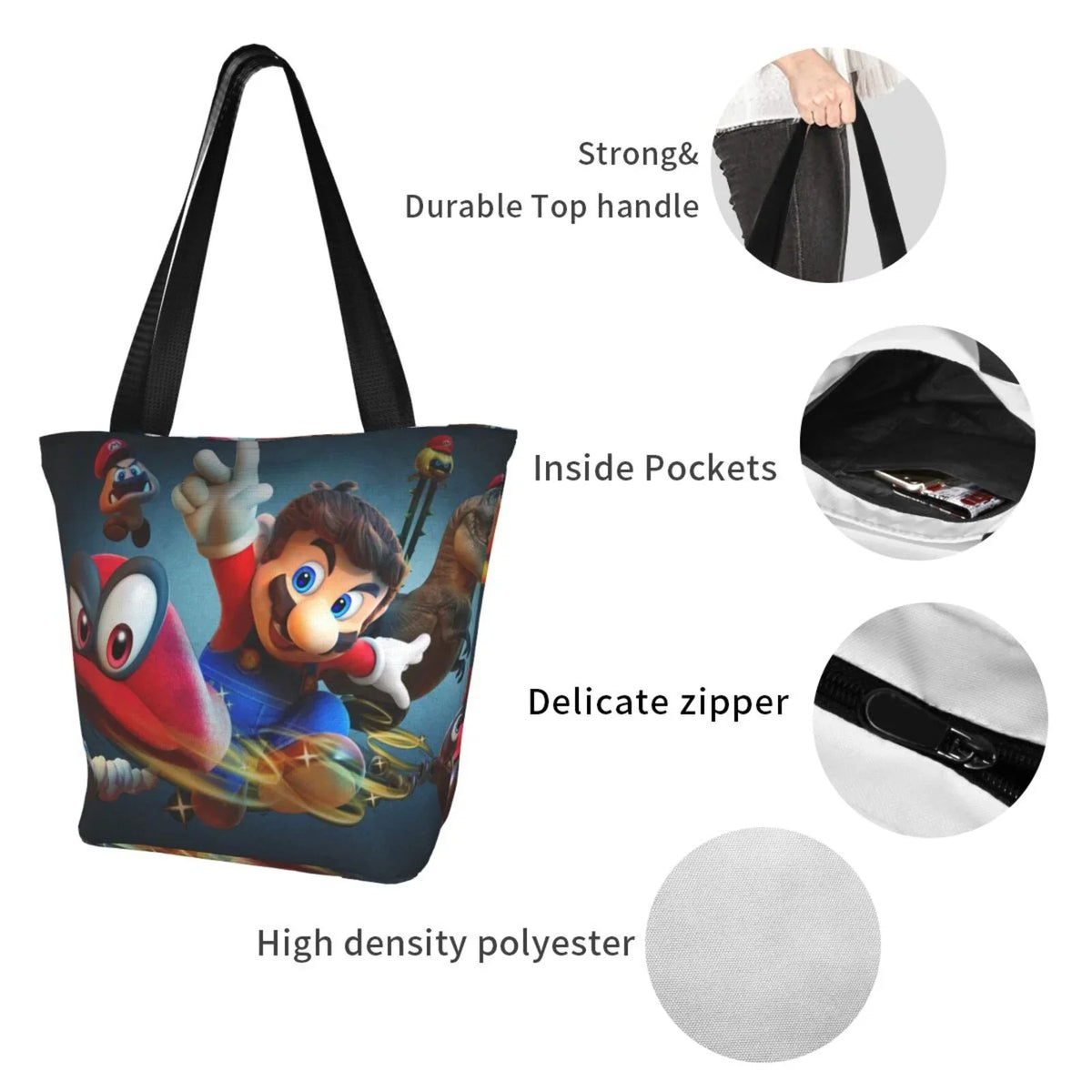 For Large Travel Work Capacity Odyssey Bag Super Beach Handbag School Shopping Business Tote Women's Mario Shoulder