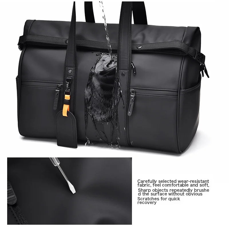 Travel Bag Women'S Waterproof And Feel Luggage Capacity Trip Sports Business Separation Handbag Large And Bag Leather And Fitness Bag Dry Wet Men'S