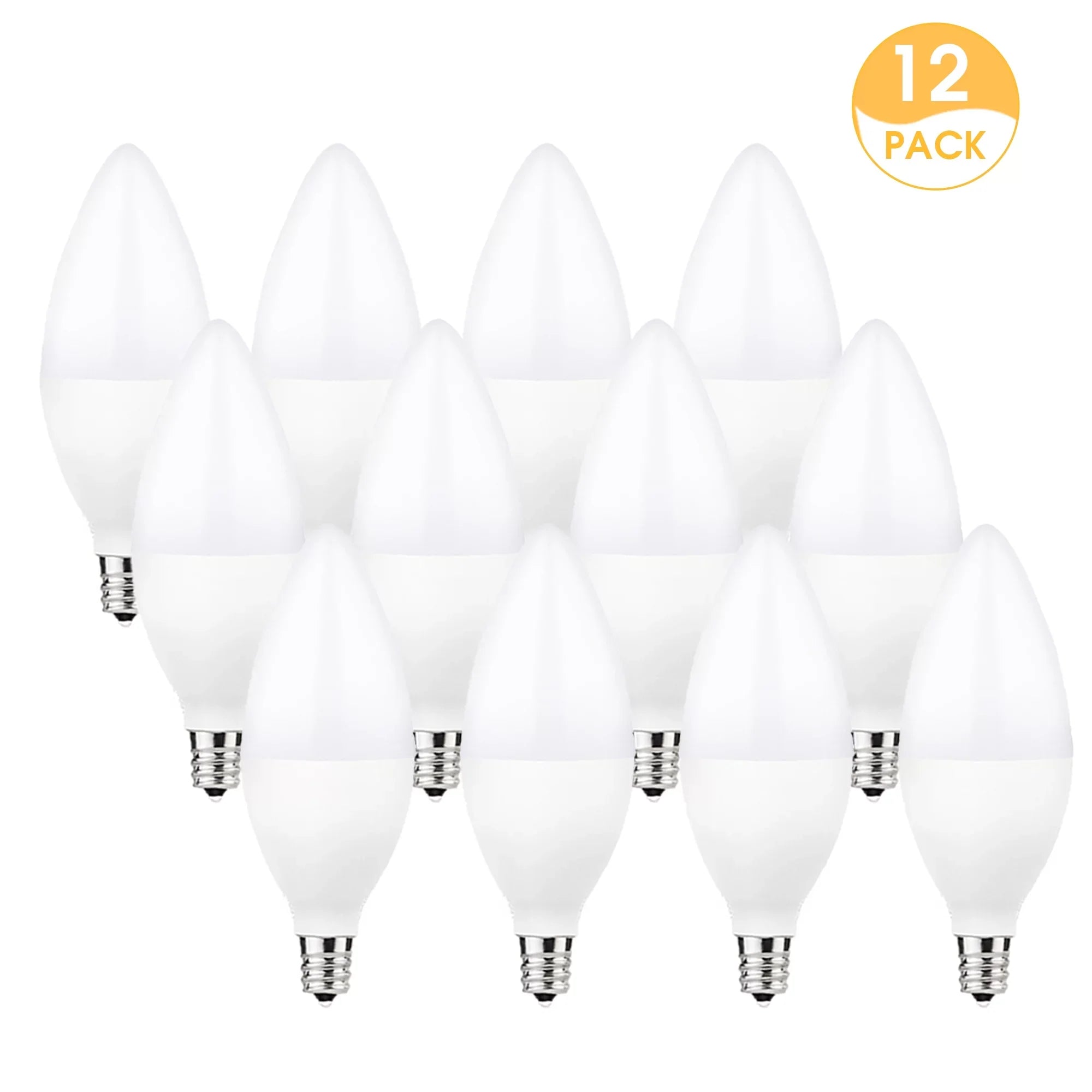 Daylight Watts), 550LM, for E12 Equivalent(6 Dimmable, 60W White Candelabra Chandelier, Bulbs, Ceiling LED Pack Light Fan, 5000K, Dimmable, 12