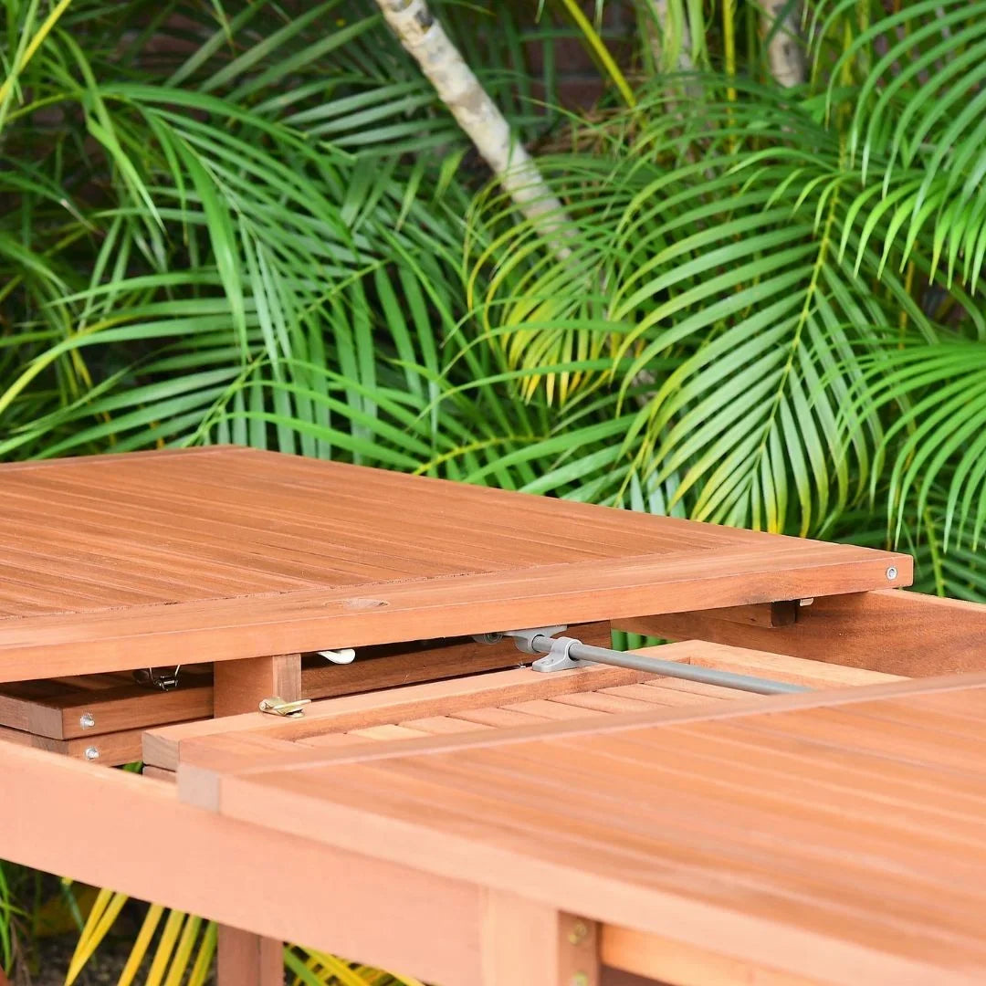 Dining 9-Piece Seating Rectangular Set, Capacity: Brooks Eucalyptus 8 Amazonia Extendable Patio