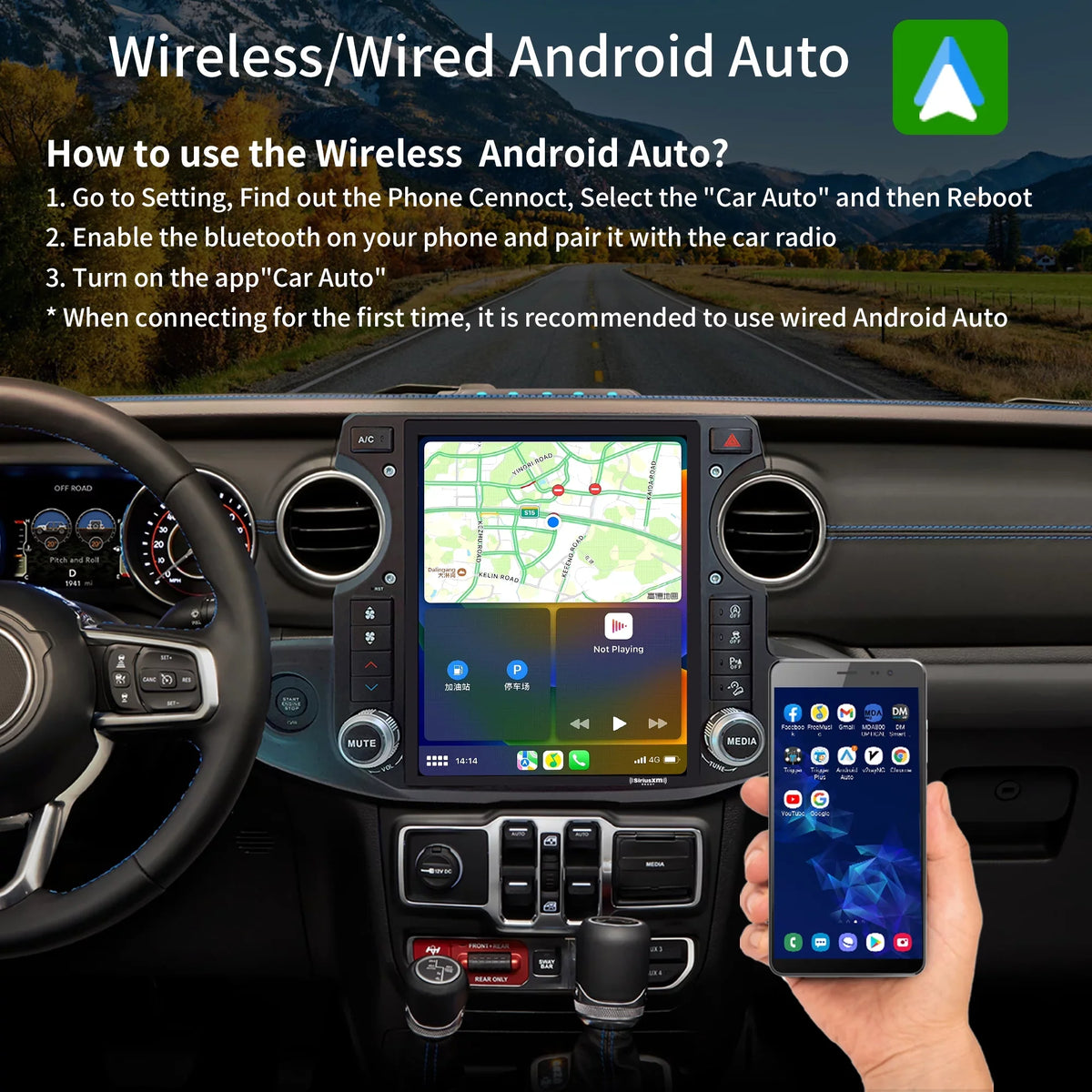 12.1 GPS Touch Screen Navigator Replacement Apple radio 4G+64G Linkswell Radio for Android T-style Truck inch Carplay SirusXm Car Wrangler 2018-2021 Auto Car Gen5 Gladiator Stereo Jeep
