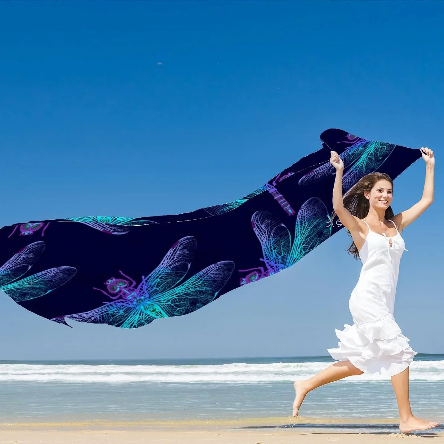 Women Shawl Scarves Long Dragonfly Scarf Neck for Lightweight Wrap Silk Girls Hyjoy