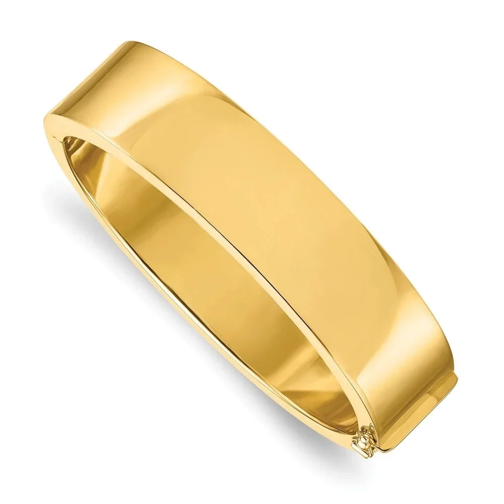 Yellow Men Bangle for Auriga Flat Polished Gold Hinged 14K 15.8mm Fine Jewelry