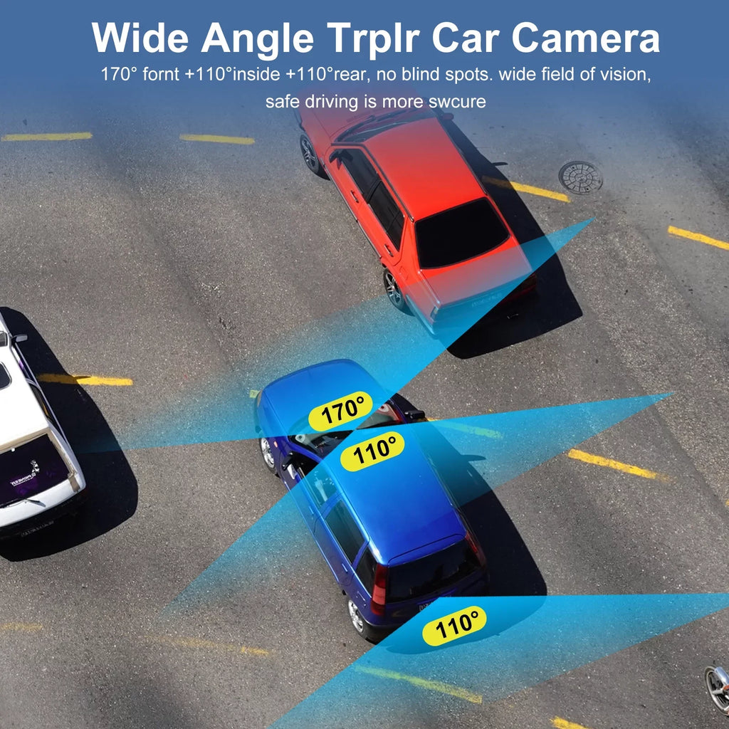 Dash HD Camera Channel 1080P G-Sensor, Cam, Loop Monitor, Dash Vision, Black Recording Parking with Night 3 TSV Backup -