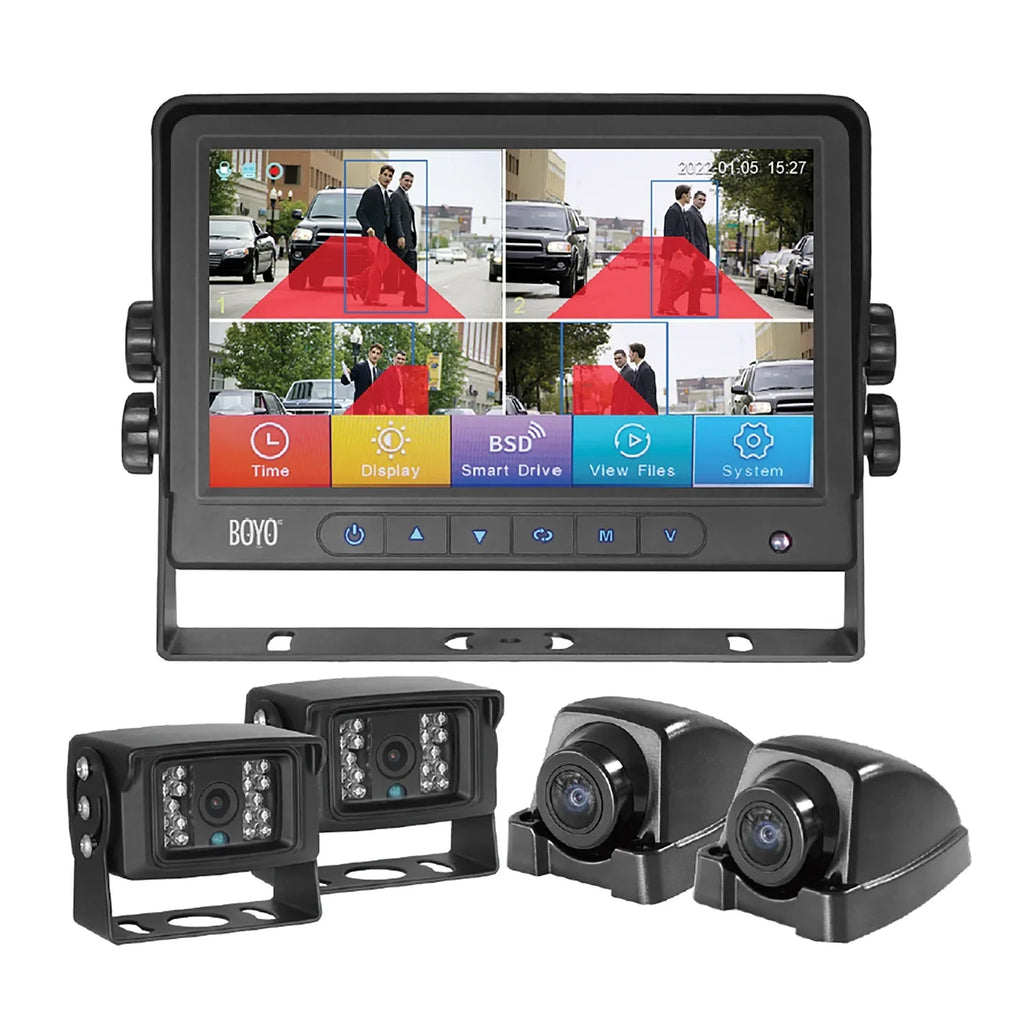 Vision 4-Camera and with VTC700AI-4 BOYO VTC700AI-4 Intelligent Alert, 4-Channel Detection AHD Monitor System Warning and 7-In.