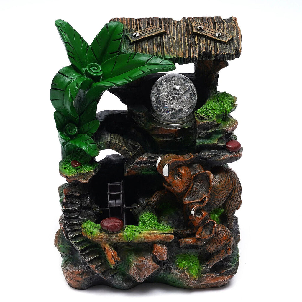 Rockery Feng Home Waterfall Resin Ball Rolling LED Water Shui Decor Tabletop Tabletop Water with Fountain Fengshui Fountain Light LED Indoor Fountain Waterfall
