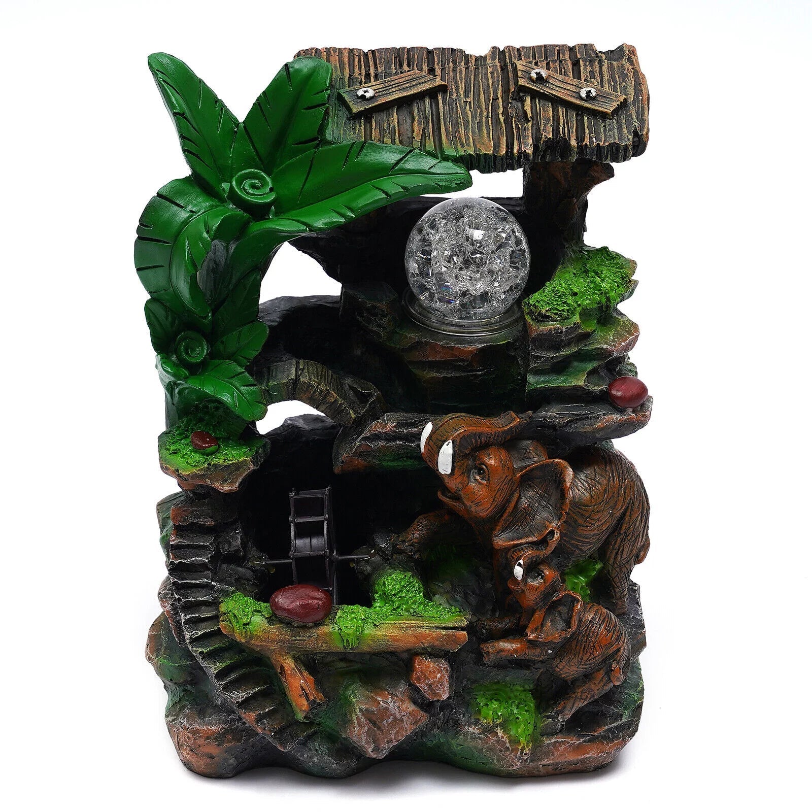 Rockery Feng Home Waterfall Resin Ball Rolling LED Water Shui Decor Tabletop Tabletop Water with Fountain Fengshui Fountain Light LED Indoor Fountain Waterfall