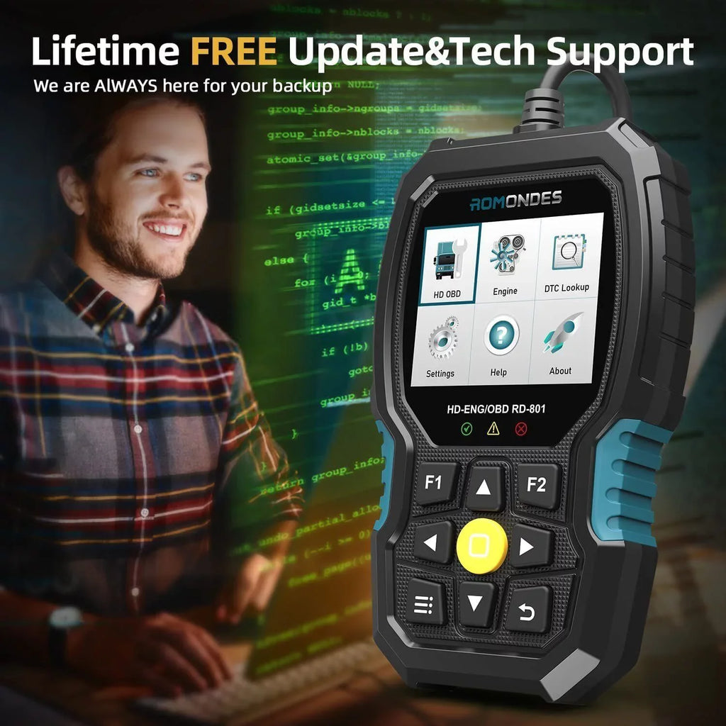 Diesel OBD2 Truck Scanner Heavy Diagnostic Scanner Truck Code RD801 Duty Tool Reader Romondes
