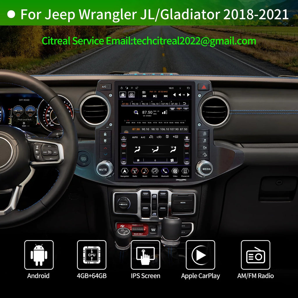 12.1 GPS Touch Screen Navigator Replacement Apple radio 4G+64G Linkswell Radio for Android T-style Truck inch Carplay SirusXm Car Wrangler 2018-2021 Auto Car Gen5 Gladiator Stereo Jeep
