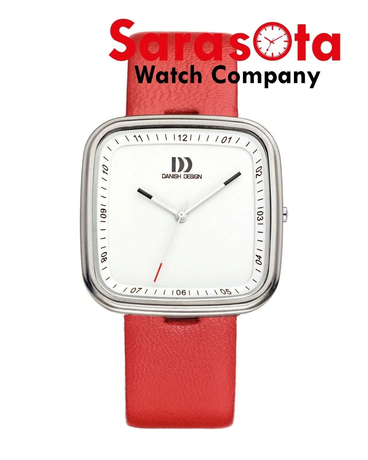 Quartz Red Danish Design IV24Q1003 Steel Women's Leather Watch White Dial