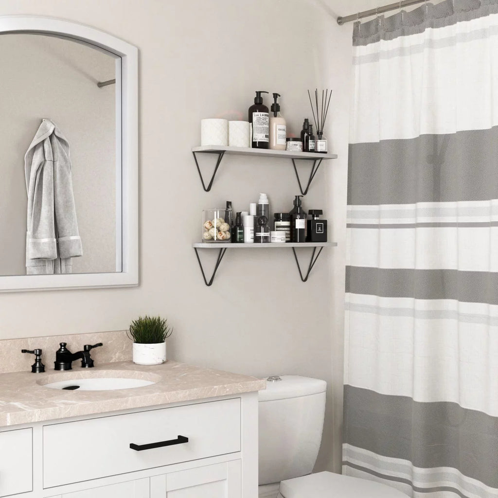 Shelf Storage of 2 Organizer Toilet Over Wallniture Shelves, Floating Room 24" Set Colmar White, The Laundry Wall Bathroom