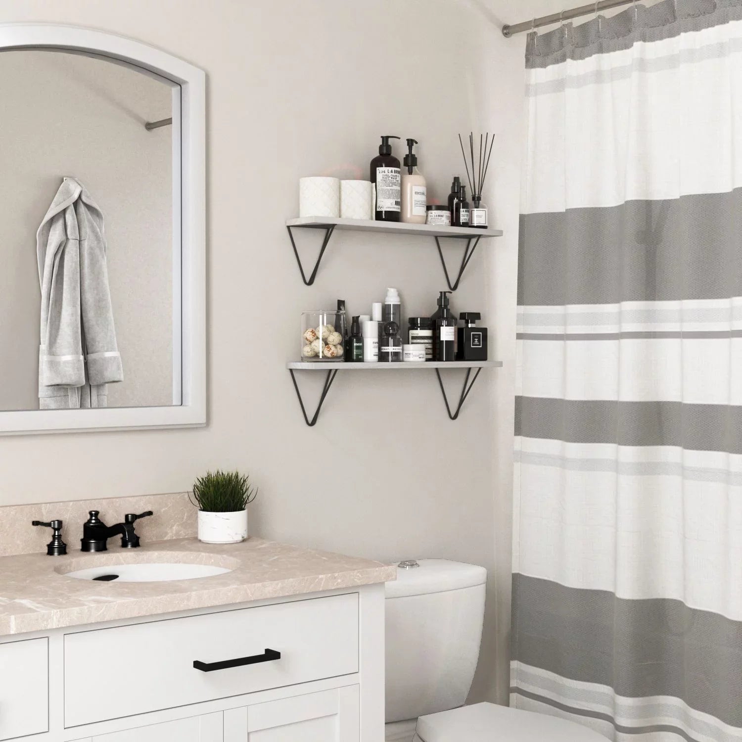 Shelf Storage of 2 Organizer Toilet Over Wallniture Shelves, Floating Room 24" Set Colmar White, The Laundry Wall Bathroom
