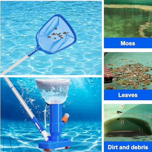 with Portable Section Cleaner Kit, Tub of Pool Pool Ground Above Hot Handheld Vacuum Poles Jet Upgraded Swimming Fountains Vacuum Skimmer Cleaner Pool Pool Pool Pond for Net, Spa 4 60" Cleaner