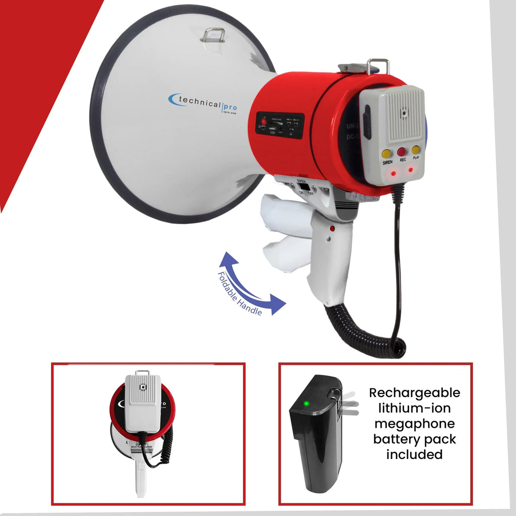 Trainers, Rechargeable AC Megaphone Wall Portable Bullhorn Battery, Cheer Detachable Pro Soccer, Leaders for Microphone Charger, Built-In Good Coaches, w/ Speaker Red w/ a Technical 75-Watt