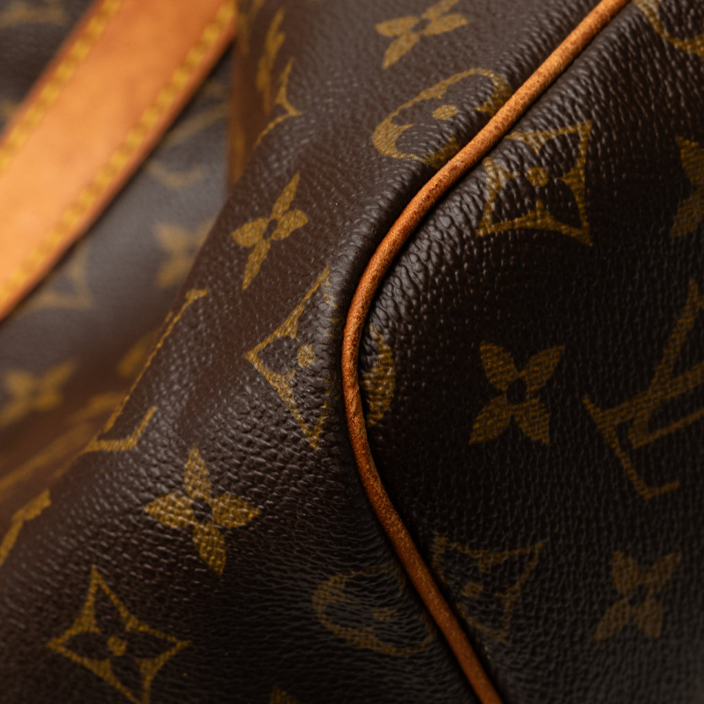 (Good) 55 WeekenderBag Brown Bag Travel Pre-Owned Monogram Keepall Louis Authenticated Canvas Vuitton Unisex